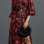 Anthropologie Abstract Wrap Midi Dress Size M Photo 0
