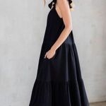 Xirena Rumer Scoop Neck Flutter Sleeve Gauze Tiered Midi Dress Black XL Photo 1