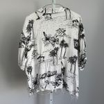 Bershka XL White Tropical Print Beach Resort Costal Button Down Shirt Photo 6
