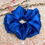 JUMBO Scrunchie Blue Satin Silk Oversized Scrunchie Xxl Scrunchie Photo 1