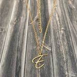 Letter E Cursive Initial Necklace Gold Photo 1