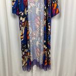 Nasty Gal  Blue&Purple Butterfly Print Fringe Open Front Duster Kimono Sz.4 Photo 2