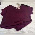 belle du jour  Burgundy Blouse with Velvet Accents Sz 3X Photo 9