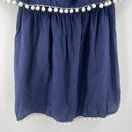 Mud Pie  Dress Small Strapless Navy Pom Pom Nautical Coastal 100% Cotton Casual Photo 8
