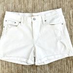 Levi's White Mid Length Denim Shorts Size 32 Stretch Women's jean Shorts Photo 0