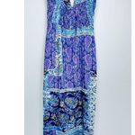 ZARA WOMAN PATCHWORK PRINT LINEN MAXI DRESS Twist Cross-BACK Size S High Slit Photo 6