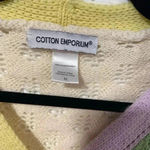 Cotton Emporium  Cropped Open Knit Color Block V Neck Button Cardigan Size M Photo 7