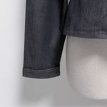 Anne Fontaine Dark Denim Zip Up Ruffle Slim Fit Short Collar Jacket Top 3 Medium Blue Photo 3