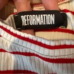 Reformation  Benji Striped Dress Women’s Size Small Ivory Red Ribbed Casual Mini‎ Photo 4