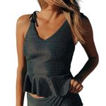 ALBION FIT Albion Midnight Dash Peplum Swim Top. Size Medium. Excellent Pre-Owned Condition Photo 0