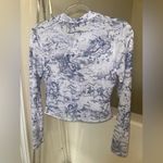 Motel Rocks White and Purple Puff Sleeve Crop Blouse Photo 11