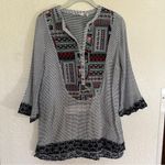 Soft Surroundings Embroidered Small Striped Tunic Top Western Aztec Boho Artsy Photo 3