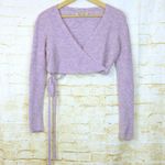 Urban Outfitters Bibi Wrap Surplice Sweater Women M Purple Crop Adjustable Tie Photo 4