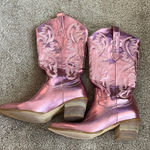Metallic Pink Cowboy Boots Size 9 Photo 0