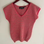 Jeanne pierre Short sleeved sweater. Color: tan and salmon. Size small. Photo 0
