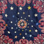 Free People Western Bohemian Embroidered Bandana Stars Chambray Shirt Large Photo 3