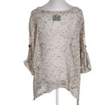 Keren Hart Natural Loose Knit Cardigan with Oversized Button Detail Size XXL Tan Photo 1