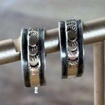 12k Gold Filled Half Hoop Etched Sunbeam Earrings Silver Photo 0