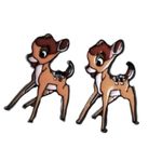 Brand New Womens Boutique Girls Walt Disney Bambi Deer Enamel Stud Earrings Tan Photo 0