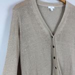 J.Jill Cardigan Womens S Beige Linen Blend Open Knit Button Photo 2