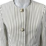 ZARA Cream White Striped Long Sleeve Gold Button Down Crop Blazer Coat Jacket S Photo 5