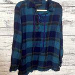 Lane Bryant  Pop Over Tunic Top Plaid Lace Up V-Neck Top 22/24 Photo 0