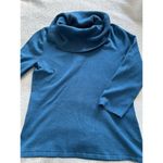 Cable & Gauge  Wide Rib Cowl 3/4 Sleeve Knit Sweater Deep Teal Sz S Photo 3