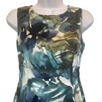 Jones New York Blue Green Watercolor Floral Sheath Silk Blend Cocktail Dress 4 Photo 1
