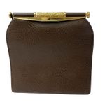 Vtg RODO Italy Leather Frame Handbag Clutch Brown Goldtone Embossed Lined Photo 1