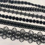Early 2000's Gothic Whimsygoth Black Lace Choker Collar Necklaces Lot of 6 Photo 2