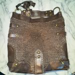 Y2K Isabella Fiore Carina Hobo Dark Brown Knitted Real Leather 16'hx14L Boho Bag Photo 4