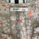 Old Navy Old Navy Floral Henley Tank Top Blouse Medium Coral Tan Pleated Cottagecore Top Photo 3