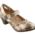 Taos Stunner Women's Mary Jane Heels Antique Gold Leather Cap Toe Laser Cut 9.5 Photo 0