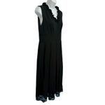 Marc Jacobs Black Lace Hem V-Neck Ruffle Pleated Shift Dress size 6 Silk Rayon Photo 10