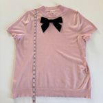 Maison Jules Short Sleeve Black Bow Pullover Sweatshirt Pink Women’s Large Photo 3