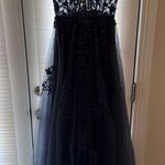 Homecoming or prom dress sheer bodice, deep navy lace Gown Blue Size 2 Photo 0
