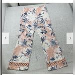 Wide Leg Palazzo Pants Pull On Snake Skin Print Floral M Pockets Elastic Tie Silver Size M Photo 2