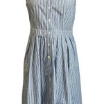 Jones New York Blue White Striped Cotton Shirt Dress Size 8 Pockets Photo 0