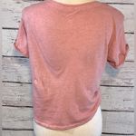 Me to We  T-Shirt Cropped w Roll Edge Sleeves Washed Pink-Small Photo 2
