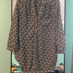 Fun2Fun  Womens Black White Geometric Print Long Sleeve‎ Button Up Tunic Top M Photo 0