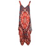 Alkamy Bohemian Paisley Mandala Striped Maxi Dress Asymmetrical Flowy NWT Small Red Photo 6