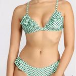 California Sunshine  Mint 2 Piece Bikini Polka Dots Size Large Ruffles Photo 0