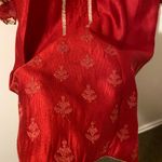 Dhanak Pakistan Women's Red Gold Embroidered‎ Kurta Kurti Tunic Size Medium Photo 1