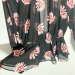 EXPRESS Black & Pink Floral Palm Print Sheer Dressy Top w/ Cut Out Accents XS Photo 10