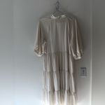 Amanda Uprichard  Saffron Midi Crepe Shift Dress in Ivory Off-white Size XL Photo 8