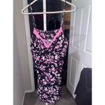 Vintage Alfani Floral Slip Dress Womens Large Romantic Nighty Y2K Bodycon Boho Black Photo 11