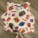 Gitano vintage 80s 90s crop top tie front tank funky geometric graphic medium Multiple Photo 7