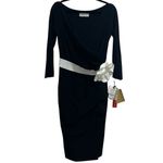 Chiara Boni NEW NWT  La Petite Robe Madalina MM Bis Flower Belt Midi Dress Black Photo 1