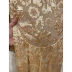 Sue Wong Nocturne Dress Womens 2 Gold Lace Floral Embroidered Cocktail Party Photo 4