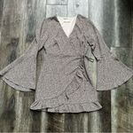 Altar'd State Altar’d State Casaday Leopard Print Wrap Dress Long Bell Sleeve Minidress XS Photo 7